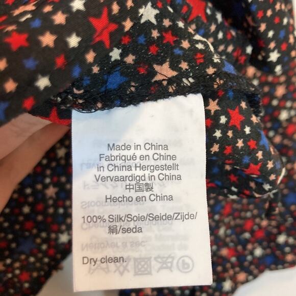 Madewell Silk Ruffle-Hem Wrap Top in Starry Night Star Print Blouse Size S - Picture 10 of 12